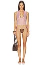 view 6 of 6 Ari Reversible Satin Bikini Top in Vintage Cheetah