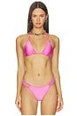 view 1 of 5 TOP DE BIKINI TRIANGULAR DE SATÉN ARI in Capri Pink