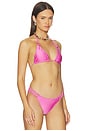 view 2 of 5 TOP DE BIKINI TRIANGULAR DE SATÉN ARI in Capri Pink