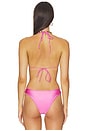 view 3 of 5 TOP DE BIKINI TRIANGULAR DE SATÉN ARI in Capri Pink