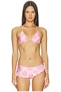 view 1 of 4 Nick Satin Bikini Top in Tropical Pink Polka Dot
