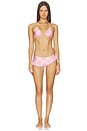view 4 of 4 Nick Satin Bikini Top in Tropical Pink Polka Dot