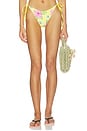 view 1 of 5 Soleil Satin Beaded Bikini Bottom in Hibiscus Lemonade