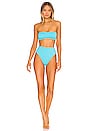 view 4 of 4 Jean Plisse Beandeau Bikini Top in Aquamarine