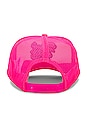 view 2 of 2 Don't Trip Embroidered Trucker Hat in Neon Pink