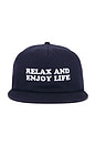 view 1 of 3 Relax 5 Panel Strapback Hat in Navy