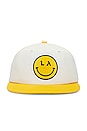view 1 of 2 Be Happy Short Brim Snapback Hat in White