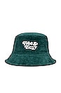 view 4 of 4 Don't Trip Fat Corduroy Bucket Hat in Green / White