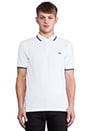 view 1 of 5 Twin Tipped Fred Perry Shirt in White & Island Green & Dark Dark Carbon