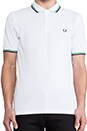 view 4 of 5 Twin Tipped Fred Perry Shirt in White & Island Green & Dark Dark Carbon