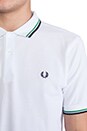 view 5 of 5 Twin Tipped Fred Perry Shirt in White & Island Green & Dark Dark Carbon