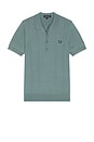 view 4 of 5 Cable Knitted Polo Shirt in Stockport Blue