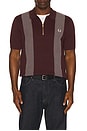 view 1 of 5 Panel Detail Knitted Polo Shirt in Oxblood