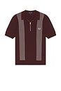 view 4 of 5 Panel Detail Knitted Polo Shirt in Oxblood