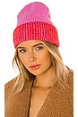 view 1 of 3 Straight Chill Ribbed Beanie in Pink & Red