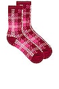 view 1 of 2 Hilarie Plaid Crew Socks in Cherry Combo