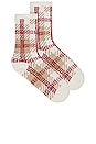 view 1 of 2 Hilarie Plaid Crew Socks in Ivory Combo