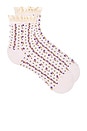 view 1 of 2 Rosebud Waffle Knit Ankle Socks In Heavenly Pink in Heavenly Pink