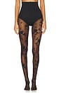 view 1 of 1 Flocked Floral Tights in Black Combo