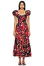 view 1 of 4 Sundrenched Short Sleeve Maxi Dress in Dark Red Combo