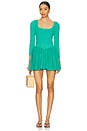 view 1 of 3 x free-est Onda Sleeved Mini Dress In Malachite Green in Malachite Green