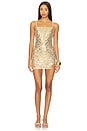 view 1 of 4 Midnight Kiss Mini Slip Dress in Gold Combo