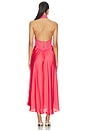 view 3 of 3 Petal Party Midi Slip Dress in Tart Berry