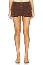 view 1 of 4 Suede Micro Mini Skort in Shaved Chocolate