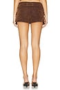 view 3 of 4 Suede Micro Mini Skort in Shaved Chocolate