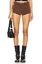 view 1 of 6 x We The Free Cool Kid Suede Micro Shorts In Shaved Chocolate in Shaved Chocolate