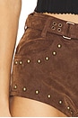 view 6 of 6 x We The Free Cool Kid Suede Micro Shorts In Shaved Chocolate in Shaved Chocolate