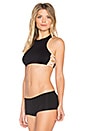 view 3 of 5 Side Cross Racerback Bra in Black