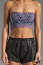 view 3 of 4 Printed Crop Bandeau Bra in Indigo Combo
