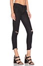 Free People Mid Rise Skinny Destroyed Ankle Jean in Black | REVOLVE