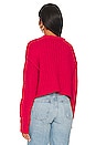 view 3 of 4 Cutting Edge Cable Sweater in Cranberry