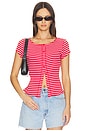 view 1 of 5 Most Wanted Striped Cardigan in Red & White Stripe