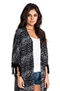 view 2 of 5 Patterned Kimono Cardigan in Black Combo