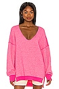 view 1 of 4 Sweater Weather V Neck in Hot Pink Combo