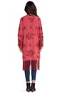 view 3 of 4 Floral Embroidered Kimono in Red