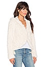 view 3 of 4 Hooded Faux Fur Fluffy Coat in Ivory