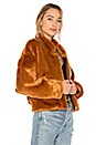 view 2 of 4 Faux Fur Furry Bomber Jacket in Terracotta