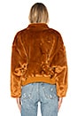 view 3 of 4 Faux Fur Furry Bomber Jacket in Terracotta