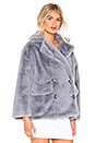 view 3 of 5 Solid Kate Faux Fur Coat in Sky