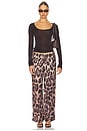 view 5 of 6 All Out Satin Leopard Pant in Coffee Combo