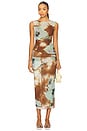 view 5 of 6 Sunset Mesh Maxi Skirt in Moss Combo
