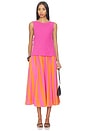 view 5 of 6 x free-est Lowen Striped Midi Skirt In Pink Combo in Pink Combo