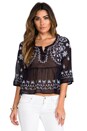 view 1 of 5 Pennies Sequel Emroboidered Top in Navy Combo