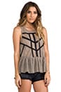 view 2 of 5 Lace & Stripe Peplum Top in Black & Toasted Almond