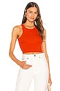 view 1 of 4 High Neck Ribbed Crop Top in Bright Orange