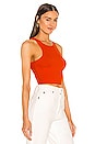 view 2 of 4 High Neck Ribbed Crop Top in Bright Orange